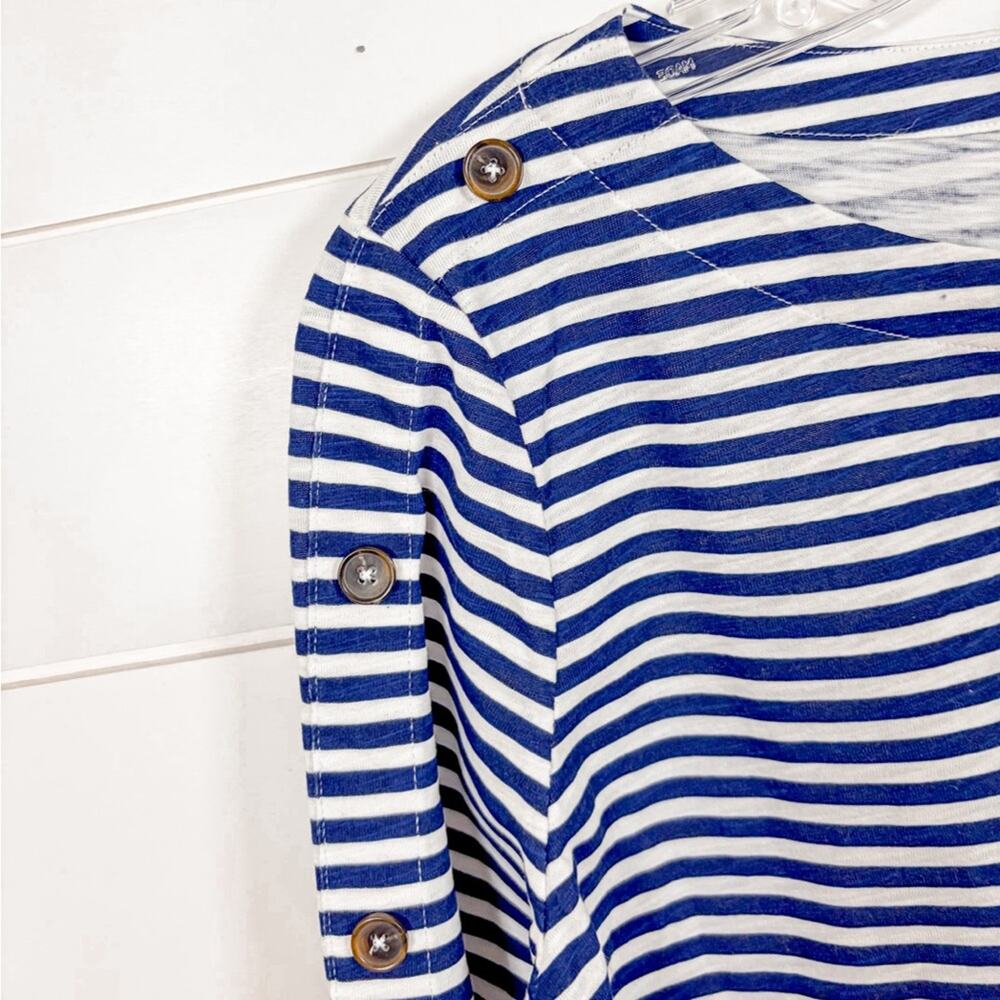 NEW Croft & Barrow 3/4 Button Accent Sleeve Navy Striped Top, Size Small - Picture 8 of 10